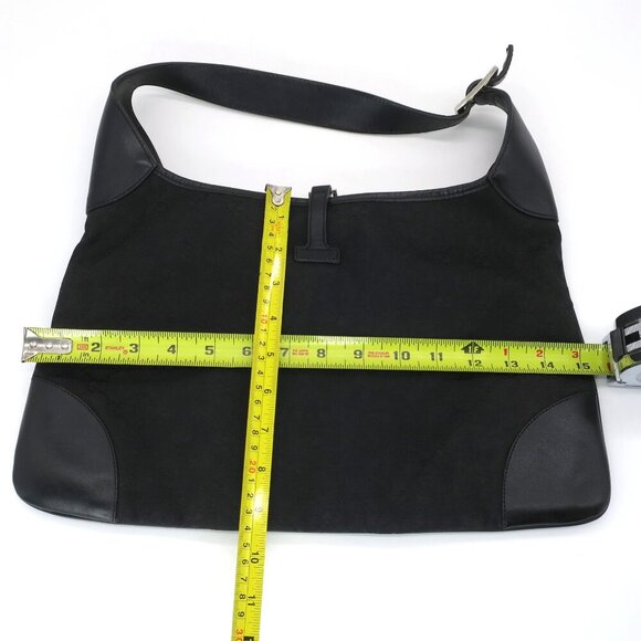 Gucci Vintage Jackie O Black GG Web Canvas Leather Handbag Purse - Picture 3 of 8